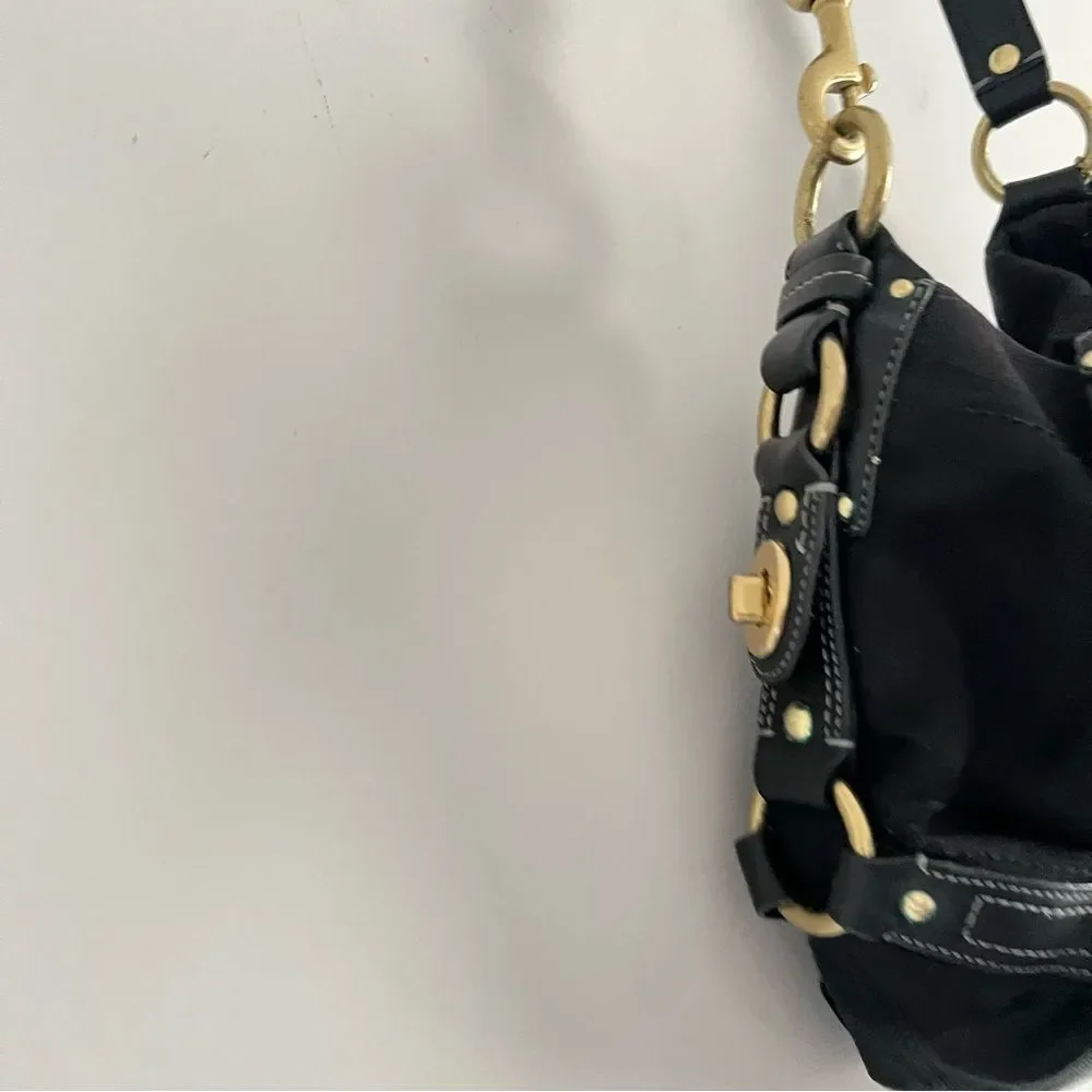 Coach 10619 Signature Canvas Shoulder Bag black Turnlock Y2K - Picture 6 of 16